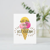 必要なのはアイスクリームだけ – おもしろい夏 ポストカード (スタンド正面)