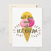 必要なのはアイスクリームだけ – おもしろい夏 ポストカード (正面/裏面)