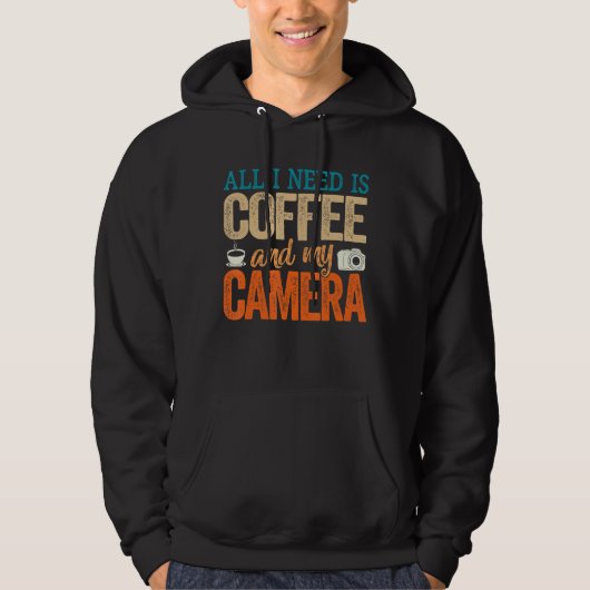 必要なのはコーヒーとカメラのヴィンテージ写真 パーカ (正面)