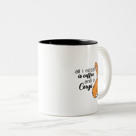 必要なのはコーヒーとコーギだけだ ツートーンマグカップ (正面右)