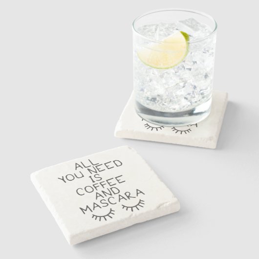 必要なのはコーヒーとマスカラ ストーンコースター (横)