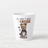 必要なのはコーヒーとヨークシャーテリア カフェラテマグ (正面)