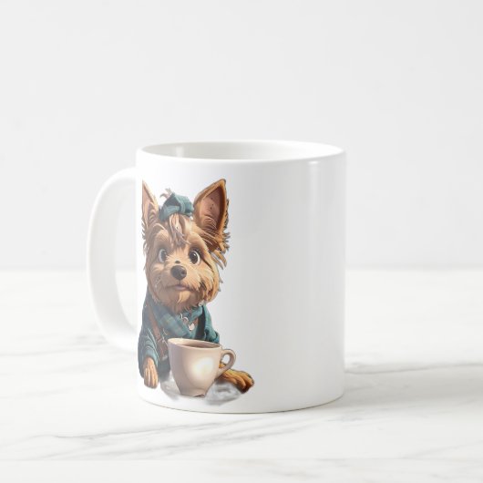 必要なのはコーヒーとヨークシャーテリア コーヒーマグカップ (正面左)