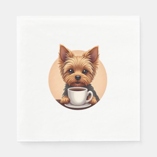 必要なのはコーヒーとヨークシャーテリア スタンダードランチョンナプキン (正面)