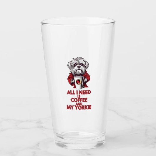 必要なのはコーヒーとヨークシャーテリア タンブラーグラス (正面)