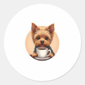 必要なのはコーヒーとヨークシャーテリア ラウンドシール (正面)