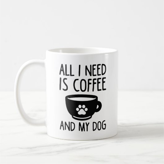 必要なのはコーヒーと犬だけだ コーヒーマグカップ (左)