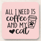 必要なのはコーヒーと猫 コースター (正面)