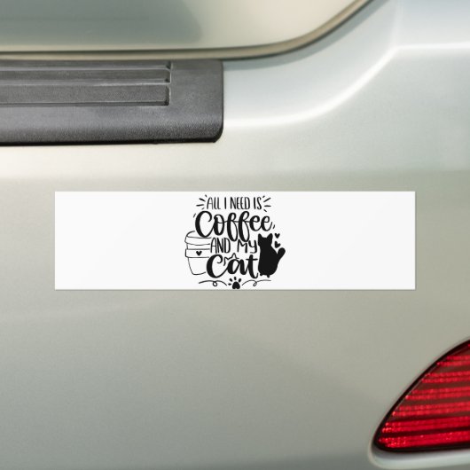 必要なのはコーヒーと猫 バンパーステッカー (車上)