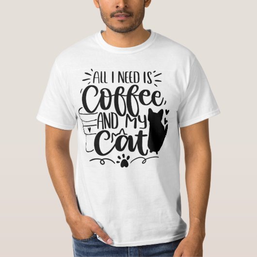 必要なのはコーヒーと猫 Tシャツ (正面)