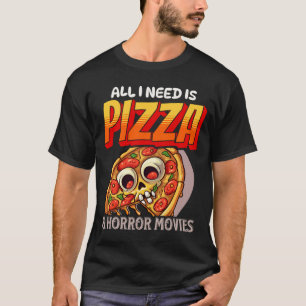 必要なのはピザ&ホラー映画スケルトンHALLO Tシャツ