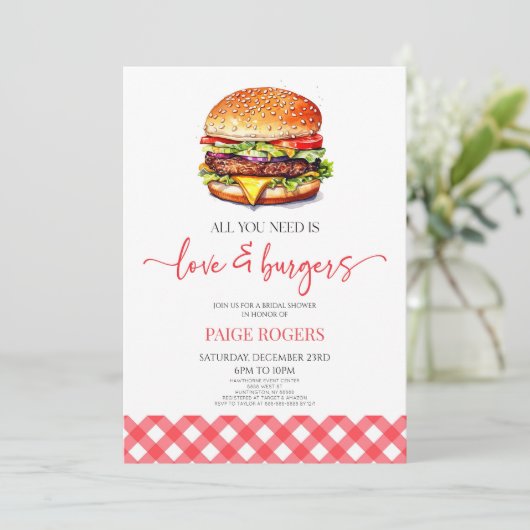 必要なのはラブアンドバーガーブライダルシャワー 招待状 (スタンド正面)