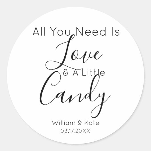 必要なのはラブキャンディモダン結婚式の引き出物 ラウンドシール (正面)