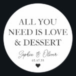 必要なのはラブデザートハート結婚式の引き出物 ラウンドシール<br><div class="desc">Aクラシック Black Thank You's Sticker結婚 feat "All you need is Love and Dessert"をクラシックのフォントに貼り付けモダンてエレガント。名前パーソナライズされたとデートで簡単に結婚出来る。</div>