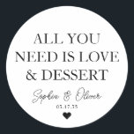必要なのはラブデザートハート結婚式の引き出物 ラウンドシール<br><div class="desc">Aクラシック Black Thank You's Sticker結婚 feat "All you need is Love and Dessert"をクラシックのフォントに貼り付けモダンてエレガント。名前パーソナライズされたとデートで簡単に結婚出来る。</div>