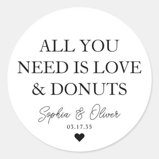必要なのはラブドーナツハート結婚式の引き出物 ラウンドシール (正面)
