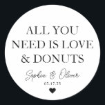 必要なのはラブドーナツハート結婚式の引き出物 ラウンドシール<br><div class="desc">Aクラシック Black Thank You's Sticker結婚 feat "All you need is Love and Donuts"をクラシックのフォントに貼り付けモダンてエレガント。名前パーソナライズされたとデートで簡単に結婚出来る。</div>