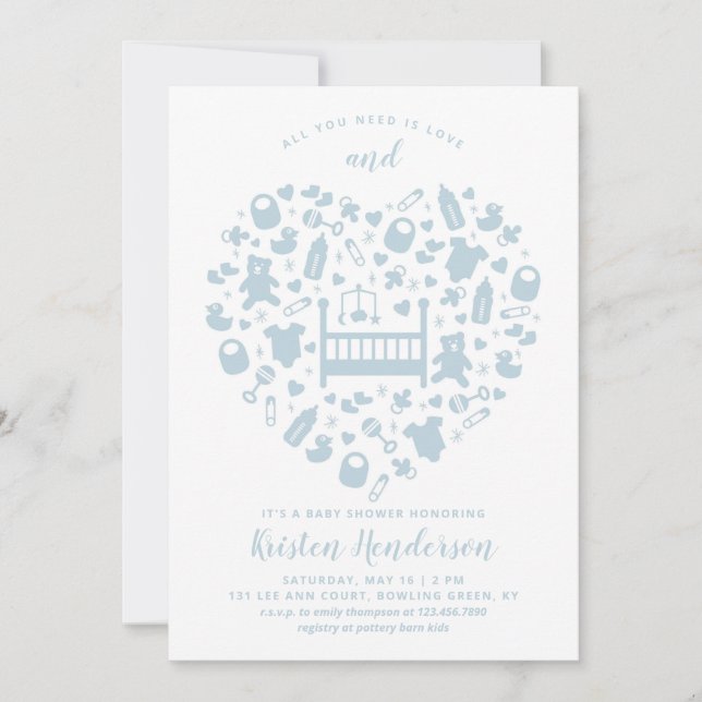 必要なのはラブベビーシャワー招待状 (正面)