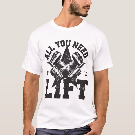 必要なのはリフトだけ ヴィンテージジムモチベ Tシャツ (正面)
