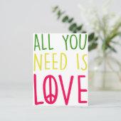 必要なのは愛おもしろいラスタ平和サイン図 ポストカード (スタンド正面)