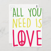 必要なのは愛おもしろいラスタ平和サイン図 ポストカード (正面/裏面)