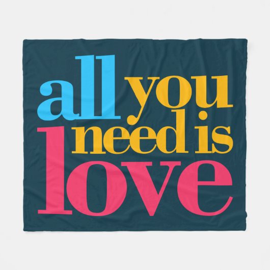 必要なのは愛だけだ フリースブランケット (正面(横))