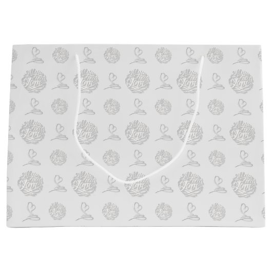 必要なのは愛だけパターン（の模様が）ある ラージペーパーバッグ (正面)