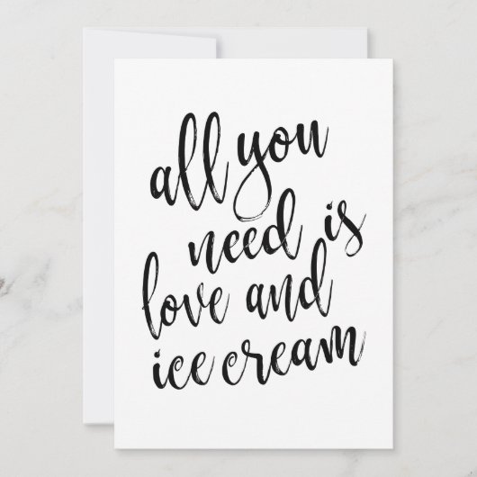 必要なのは愛とアイスクリームのサイン手頃だけ 招待状 (正面)