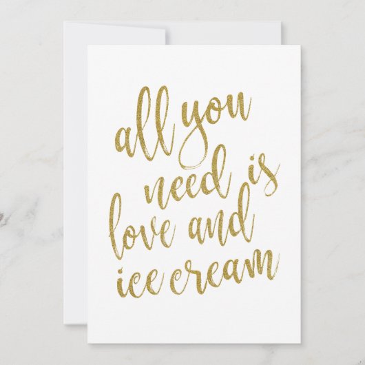 必要なのは愛とアイスクリームのブライダルシャワー 招待状 (正面)