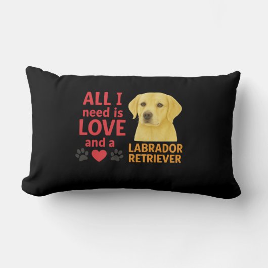 必要なのは愛とイエロー・ラブラドール・レトリーバー ランバークッション (正面)