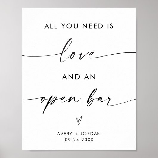必要なのは愛とオープンバー結婚のサイン ポスター (正面)