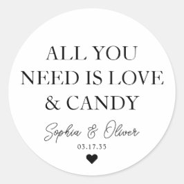 必要なのは愛とキャンディのハート結婚式の引き出物 ラウンドシール