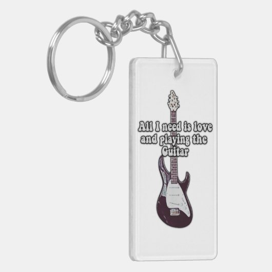 必要なのは愛とギタ遊ーだけだ。ヴィンテージ キーホルダー (正面左)