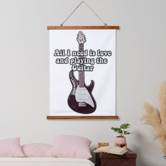 必要なのは愛とギタ遊ーだけだ。ヴィンテージ 吊り下げ型タペストリー (寝室)