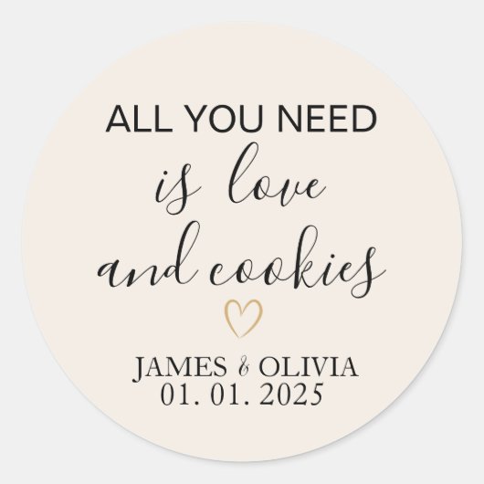 必要なのは愛とクッキーだけだ | 結婚式の引き出物 ラウンドシール (正面)