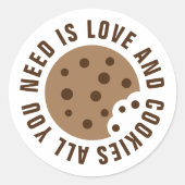 必要なのは愛とクッキーのタグカスタムライン ラウンドシール (正面)