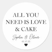 必要なのは愛とケーキのハート結婚式の引き出物 ラウンドシール (正面)