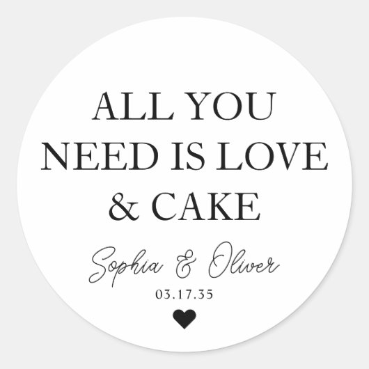 必要なのは愛とケーキのハート結婚式の引き出物 ラウンドシール (正面)