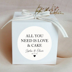 必要なのは愛とケーキのハート結婚式の引き出物 ラウンドシール