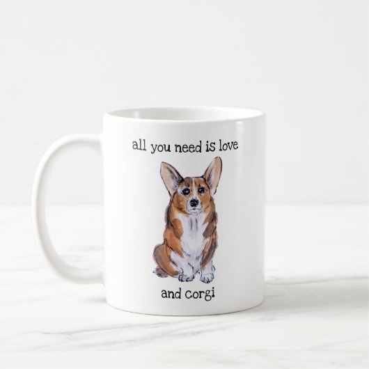 必要なのは愛とコーギだけだ コーヒーマグカップ (左)