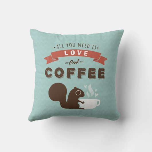 必要なのは愛とコーヒー – リス クッション (裏面)