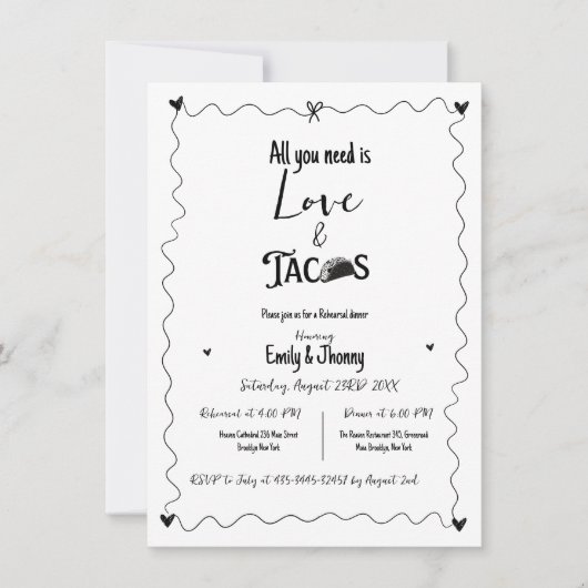 必要なのは愛とタコスのリハーサル手描き 案内状 (正面)