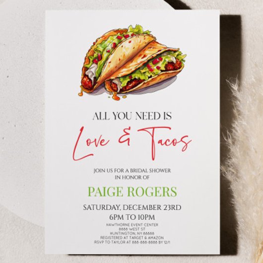必要なのは愛とタコスブライダルシャワー 招待状