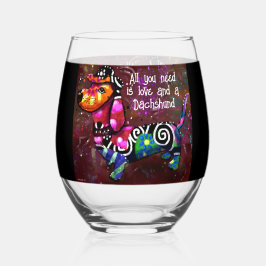 必要なのは愛とダシュント抽象芸術アート ステムなしワイングラス