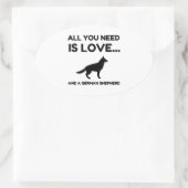 必要なのは愛とドイツの羊飼い犬のおもしろい 楕円形シール (バッグ)