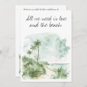 必要なのは愛とビーチ結婚式招待状 招待状 (正面/裏面)