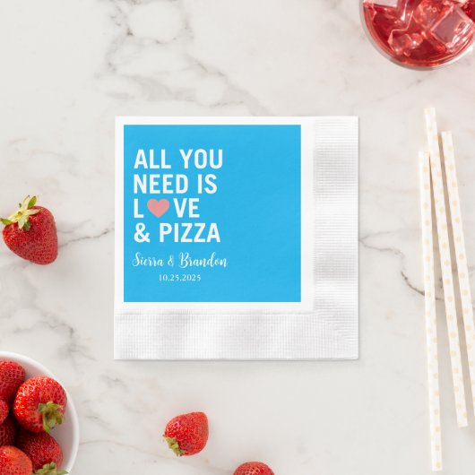 必要なのは愛とピザのモダン結婚だけ 縁ありカクテルナプキン (インサイチュ)