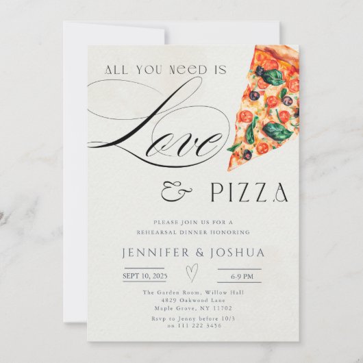 必要なのは愛とピザのリハーサルディナー 招待状 (正面)