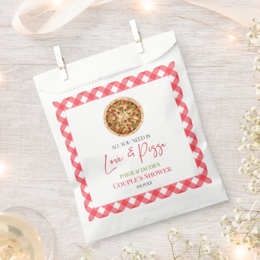 必要なのは愛とピザカップルのシャワー フェイバーバッグ (クリップ留めされた状態)