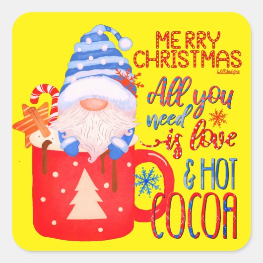 必要なのは愛とホットココアのクリスマスだけおもしろい スクエアシール (正面)
